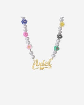 Customized Rainbow and Pearl Beaded Necklace Children's