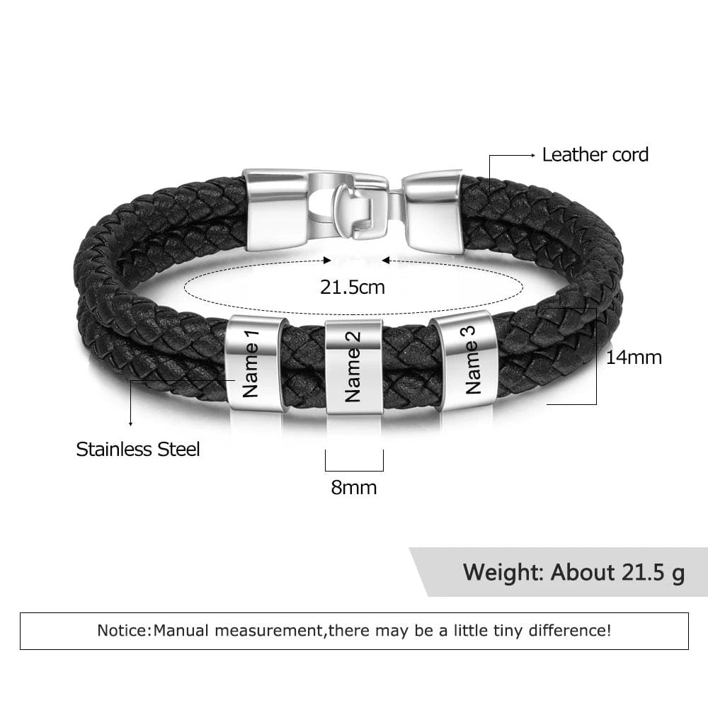 NAVIGATOR BRAIDED LEATHER BRACELET WITH CUSTOM BEADS – Myfamily Gifts Co